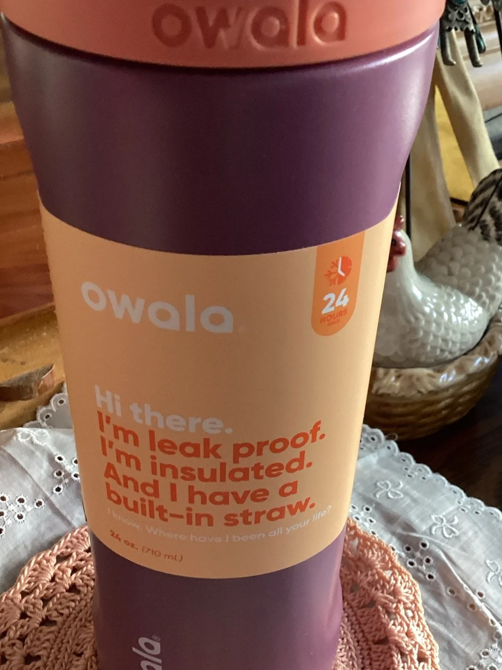 Owala Insulated Bottle — Purple with Pink Accent